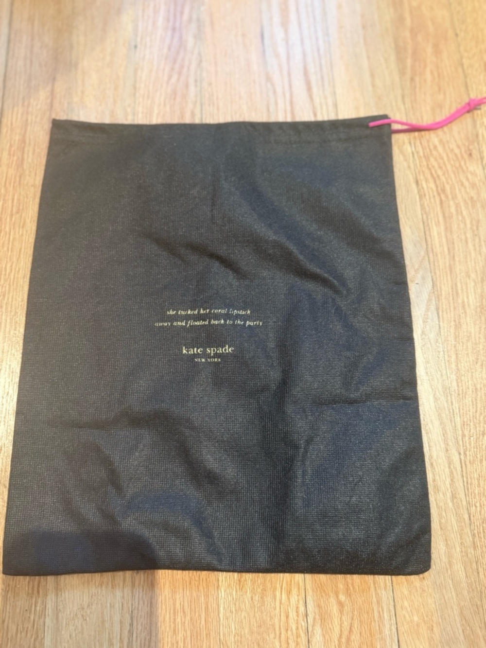 Kate Spade dark brown Drawstring Dust shoe Bag with Pink Cord